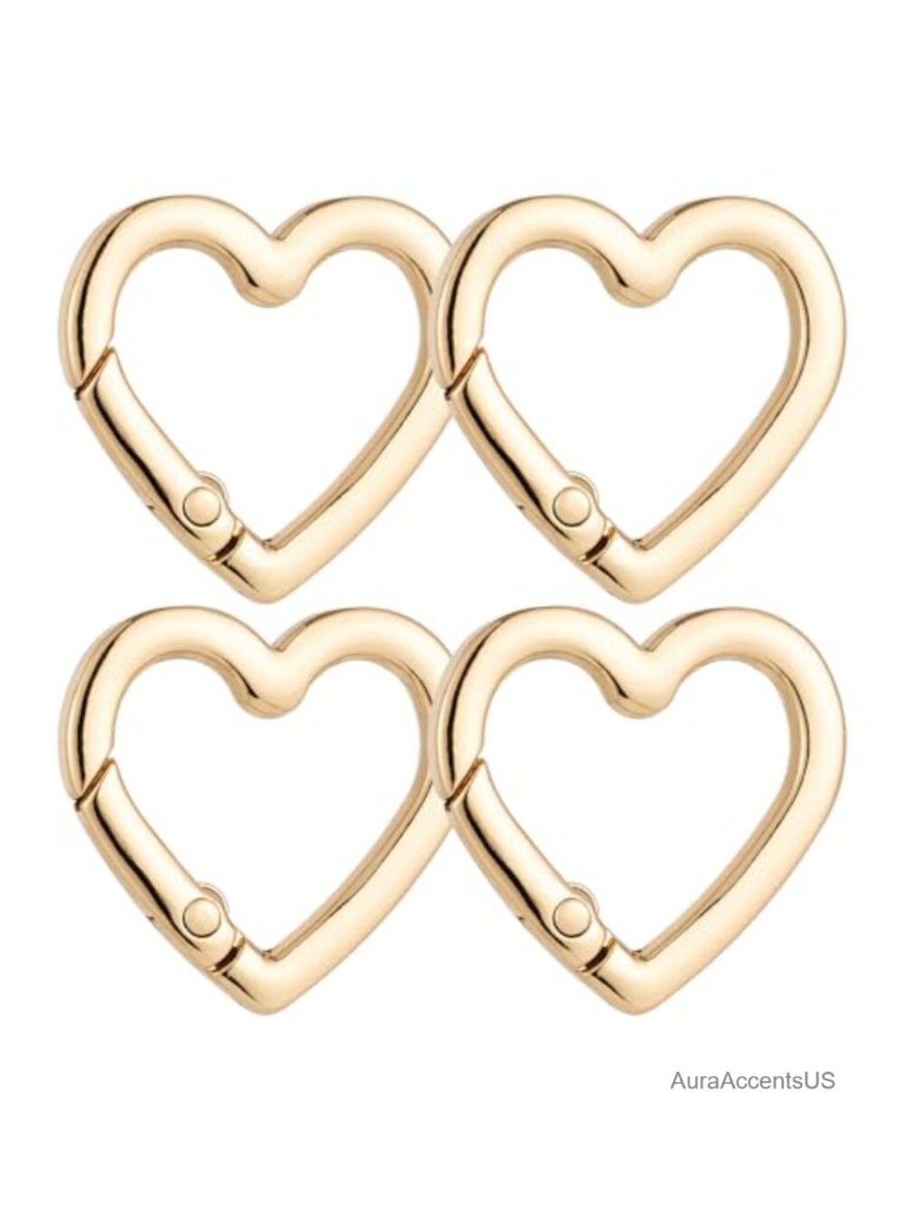 Heart Shaped Carabiner Keychain Clip Set of 4 Zinc Alloy Camping Hiking